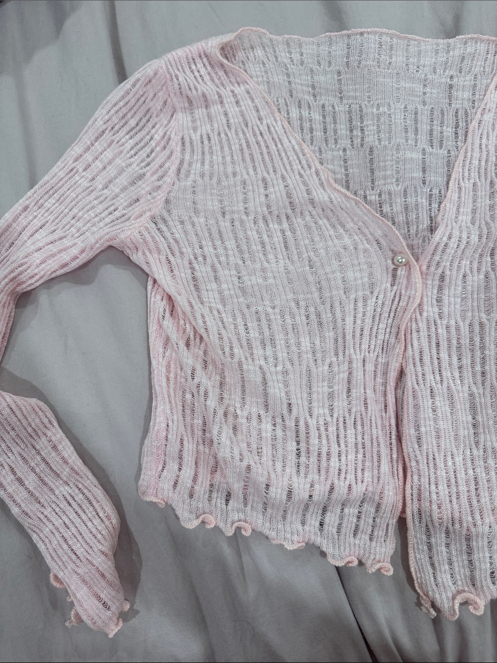 Light Pink Sheer Knit Cardigan